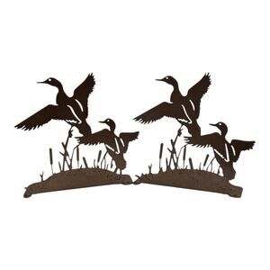 VTG Metal Bookends Hunting Ducks on Pond & in Flight Set of 2 Made USA EUC‎